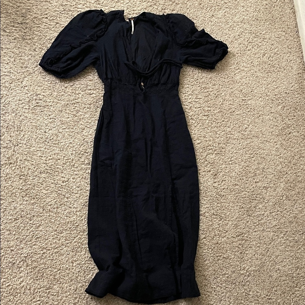 Free People Navy Midi Dress